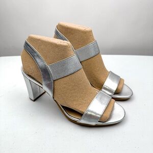 NEW LifeStride Sz 7W Women’s Aloha Dress Heel Sandal Silver